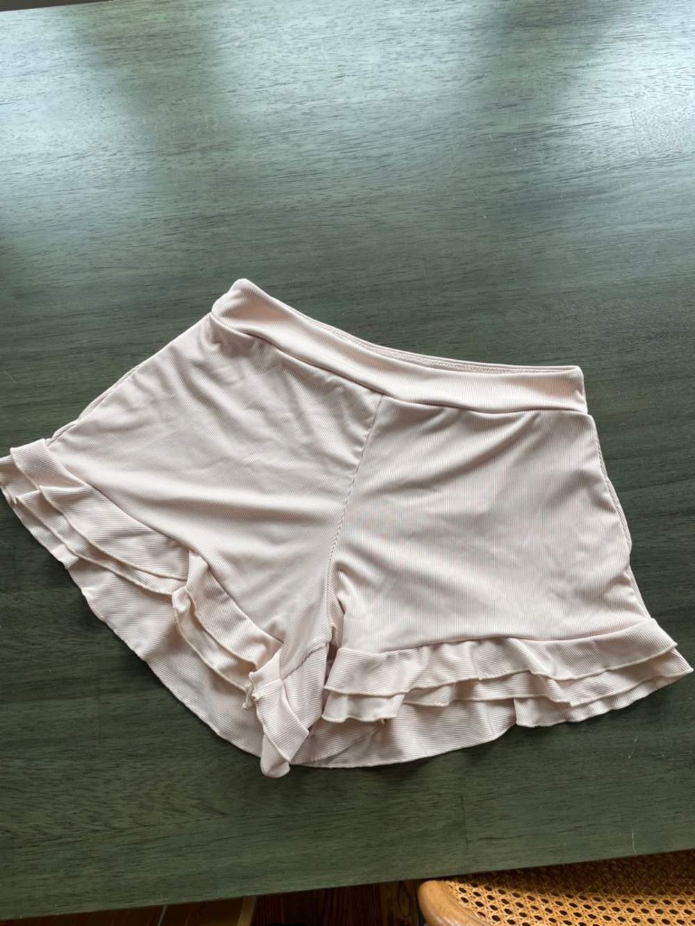 Geode Light Creamy Blush Ribbed Ruffle Swim Shorts